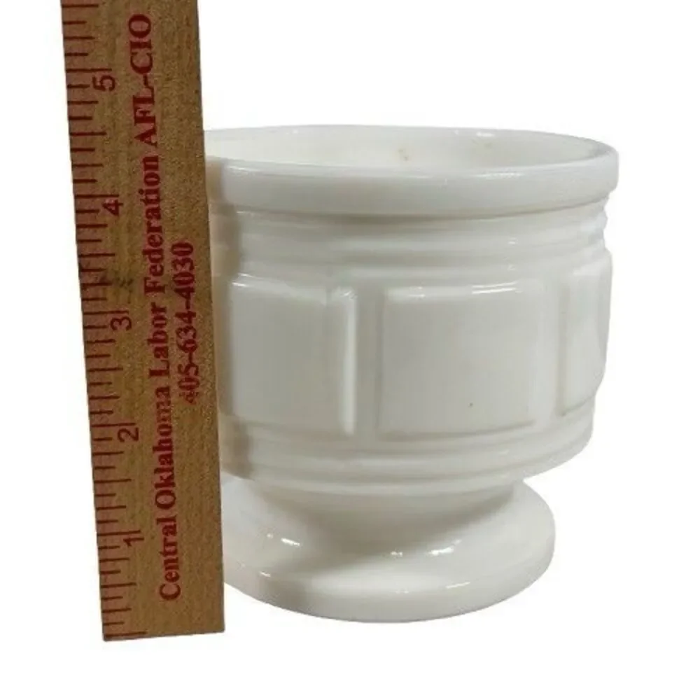 VTG Randall Milk Glass Geometric Block Footed Flowerpot Planter Vase Candy Dish